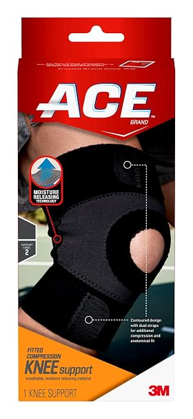 ACE Fitted Compression Knee Support, Satisfaction Guarantee, Large