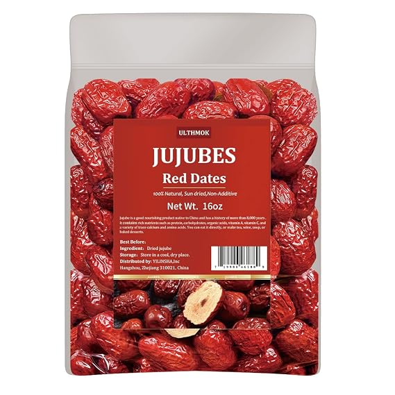 Premium Jujube Red Dates 1LB/453g,Selected Dried Fruit,Big & Delicious,100% Natural