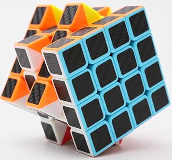 CFMOUR Original Speed Cube 4x4x4, Smooth Magic Carbon Fiber Sticker Speed Cubes, Enhanced Version,Black