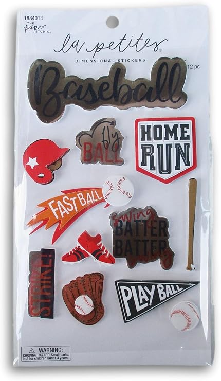 3D Baseball Stickers for Journaling, Scrapbooking, Cardmaking, Arts & Crafts - 12 Pieces