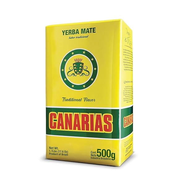 Canarias Yerba Mate Traditional Ground Leaf Tea 500Gr 1.1Lbs | Fine Cut No Stems Rich -bodied mate made for gourd and bombilla preparation with a classic Uruguayan profile.