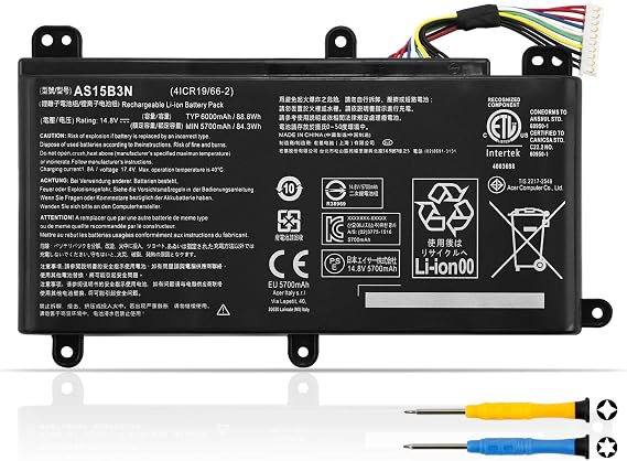 AS15B3N Laptop Battery for Acer Predator 15 G9-591/ Predator 17 G5 G9 | G9-591G G9-592/ 592G G9-593, Predator 17 G5-793 G9-791/ 791G G9-792/ 792G G9-793, 17X GX-791/ 792 GX21-71 G9000 4ICR19/66-2