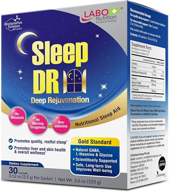 LABO Nutrition Sleep DR Natural GABA Sleep Aid, White Grape 30 Sachets