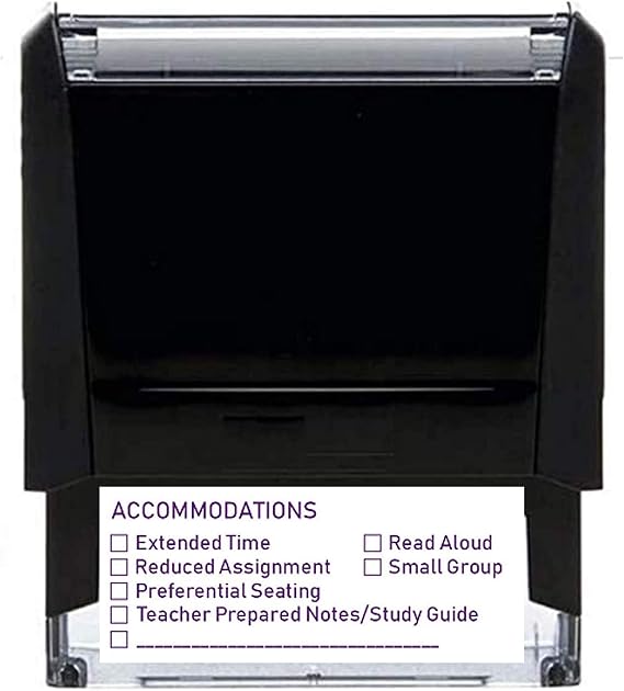Choose Wording! - SPED Modifications Accommodation Teacher's Rubber Stamp Black Blue Red Green Purple
