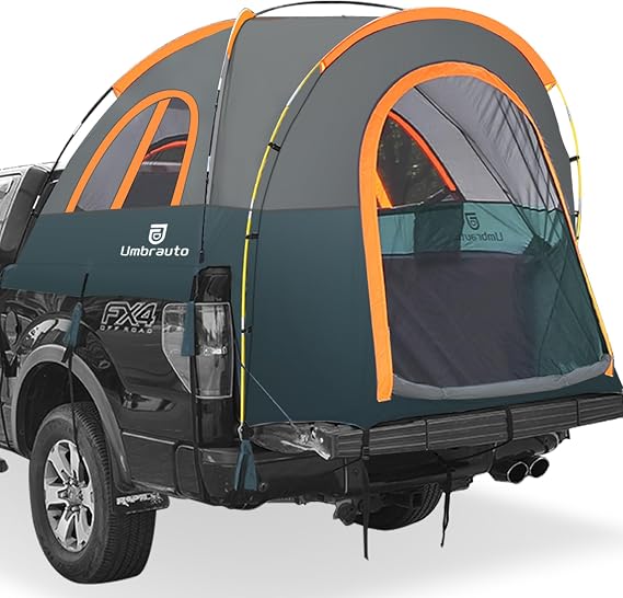 Umbrauto Truck Bed Tent: 5.5'-5.8' PU3000mm Waterproof Pickup Truck Tent Easy Setup for 2 Person Full Size Short Bed Chevy Dodge Ford GMC Green