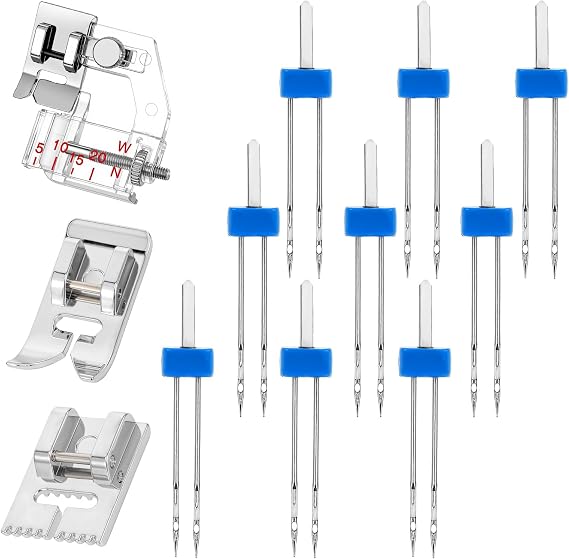 3 Sizes 2/90 3/90 4/90 Ballpoint Needles for Sewing Machine, Twin Needles