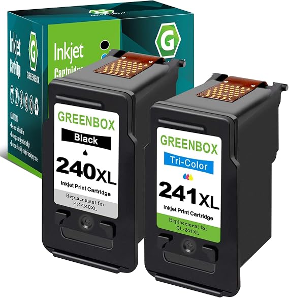 GREENBOX PG-240XL CL-241XL Ink Cartridges Combo Pack Black/Color, 2 Pack | Replacement for Canon 240XL 241XL Ink for Pixma MG3600 MG3620 MG3220 MG3520 MG3522 MX432 MX472 MX512 MX532 TS5120 Printer