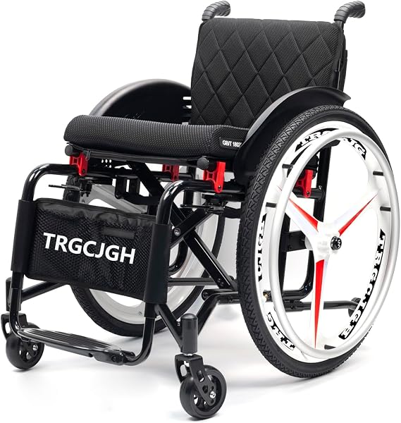 Foldable Sports Wheelchair, Lightweight, Manual Self Propelled Wheelchair Aluminium Frame, for Adults(Size:14.9" Seat Width,Color:Daily)