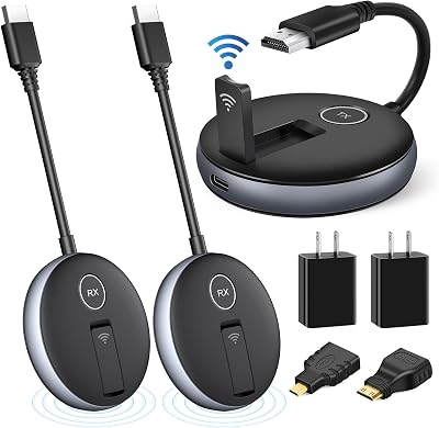 Wireless HDMI Receiver The simultaneous Expansion of Multiple televisions,2Receiver and 1Transmitter,Plug and Play,Laptop,Cable Boxes,Cameras to Project Screens to televisions or projectors