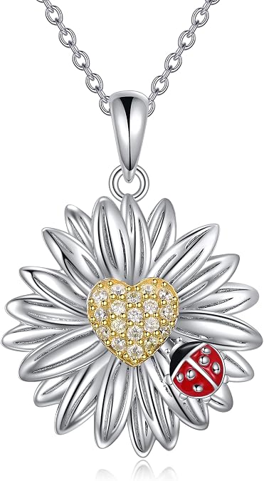 YFN Daisy Flower Necklace/Earrings Gifts for Women Sterling Silver Daisy Pendant Jewelry for Women