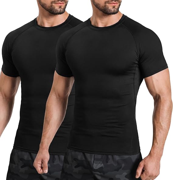 Compression Shirt Men Base Layer, Short Sleeve Gym Top