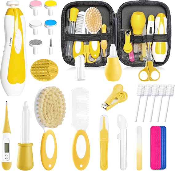 Baby Healthcare and Grooming Kit for Newborn Kids, 31PCS Upgraded Safety Baby Care Kit, Newborn Nursery Health Care Set, Baby Care Products (Yellow)