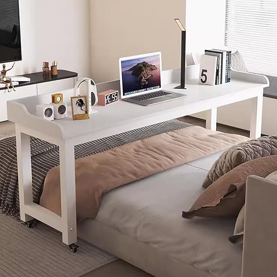 Overbed Table Overbed Table with Wheels, Over Bed Tables, Rolling Table for Bed, Over The Bed Desk King Size, Works As Bar Table, Dining Table, Laptop Cart Bed Table Desk (Color : Black+Grey, Size :