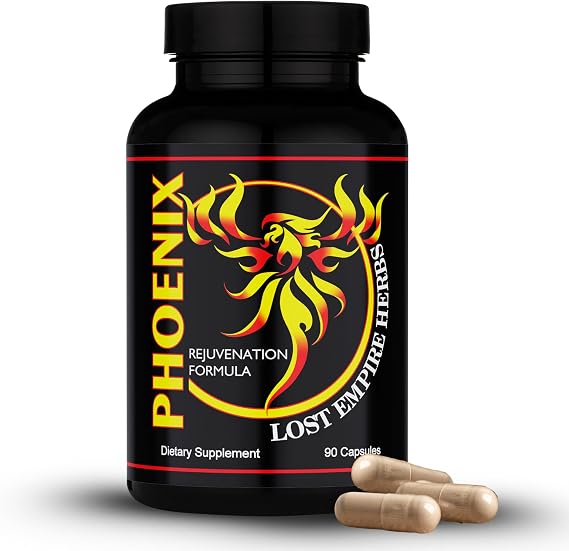 Lost Empire Herbs Phoenix Rejuvenation Formula Energy Blend of 4 Natural Health Herbs Pine Pollen, He Shou Wu, Ant, and Shilajit (90ct Capsules)