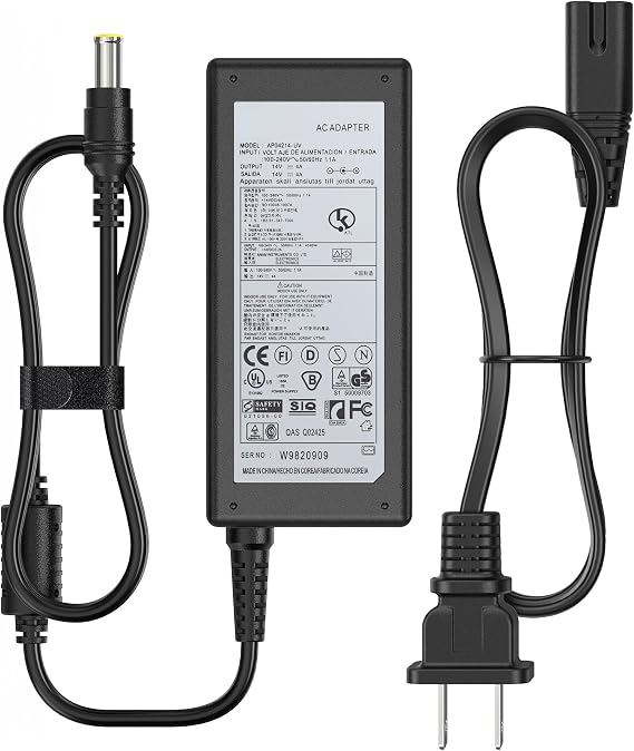 HHZ 65W 6.5 mm Tip Monitor Charger Compatible with Samsung SyncMaster 27 | 14V/4A Adapter For 24" 22" 23" 20" 19" 18" 17" 15 TV LED LCD TFT Power Cord Supply