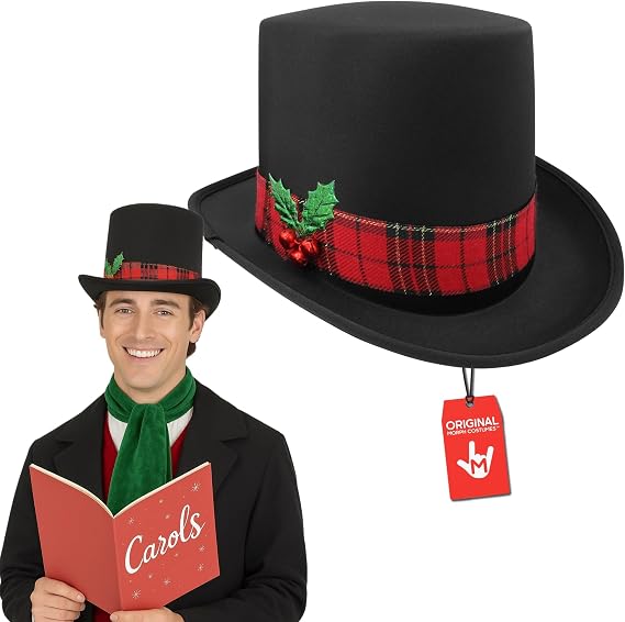 Nicky Bigs Novelties Black TopHat, Pilgrim Hats, Victorian TopHat For Adults, Christmas Top Hat, Snowman Hat Men, One Size