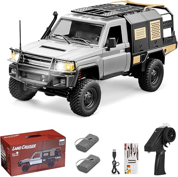1/12 Scale RC Crawler, MN-82S Remote Control Car, 2.4GHz 4WD Off Road Rock Crawler Vehicle with Lights, DIY Land Cruiser Pickup Truck Toy for Adults