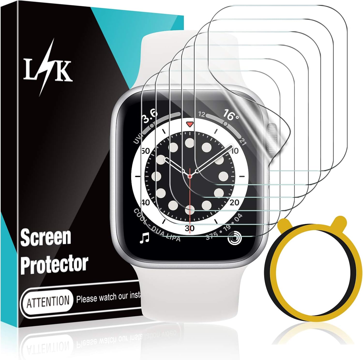 LϟK 6 Pack Screen Protector for Apple Watch 38mm Series 3 2 1 - HD Clear Case Friendly Bubble Free No Lifted Edges Not Wet Application Flexible TPU Soft Film - iWatch 38mm Series 3 2 1 - Clear