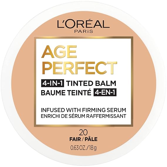 L'Oreal Paris Age Perfect 4-in-1 Tinted Face Balm Foundation with Firming Serum, Fair 20, 0.61 Ounce