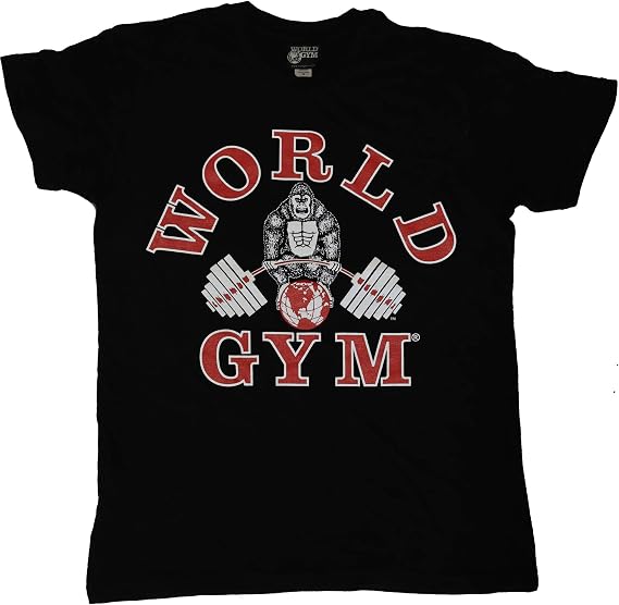 World Gym W110 T Shirt Acid Wash Classic Logo Black