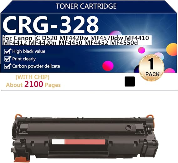 CRG-328 Toner Cartridges Compatible for Canon iC D520 MF4420w MF4570dw MF4410 MF4412 MF4420n MF4450 MF4452 MF4550d Printer, High Yield 2100 Pages,Black-1 pack