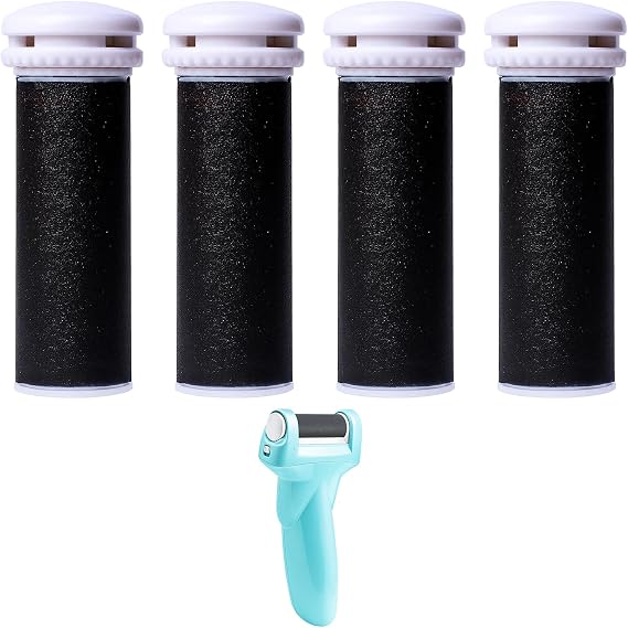 Refills for Emjoi Micro Pedi, 4-Pack Replacement Rollers, Compatible with Emjoi Micro Foot Care Device, Gentle Callus Removal System, Salon-Level Foot Care at Home