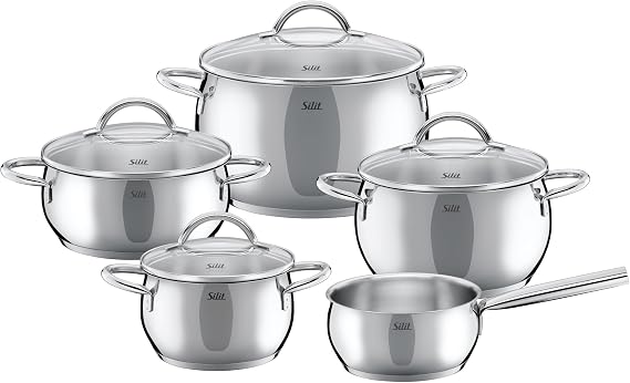 WMF 21 0926 2619 9 Piece Nobile Cookware Set, Silver