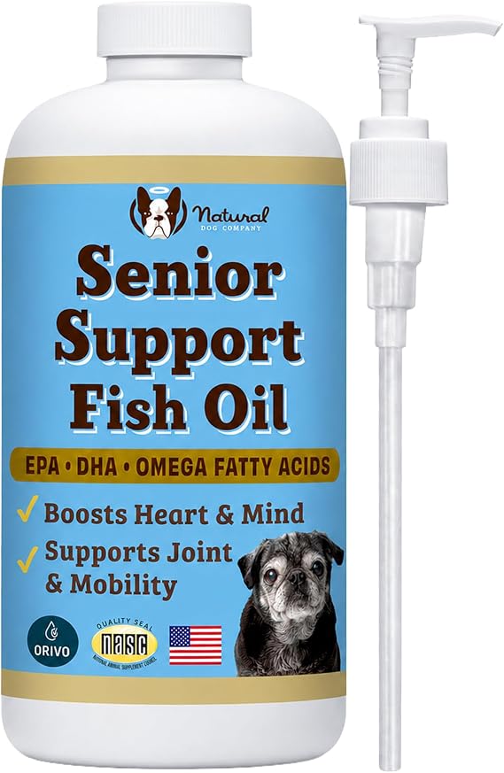 Natural Dog Company Omega 3 Fish Oil for Senior Dogs Supplement 16oz