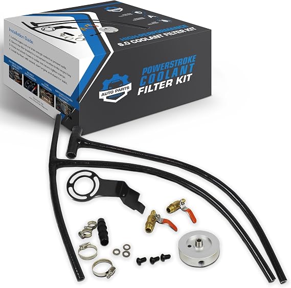 Diesel Coolant Filtration System Filter Kit Compatible With 2003-2007 Ford 6.0 Powerstroke - Prevent Leaks Heavy Duty Improved Single Piece Hose Design