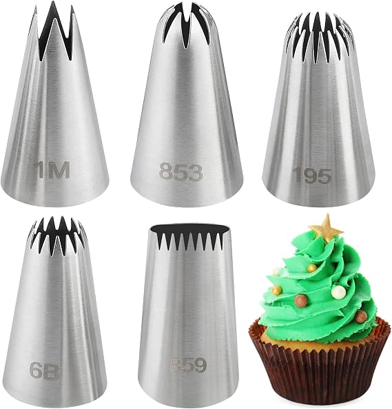 5 Pcs Large Piping Tips,Frosting Icing Tips for Cupcakes