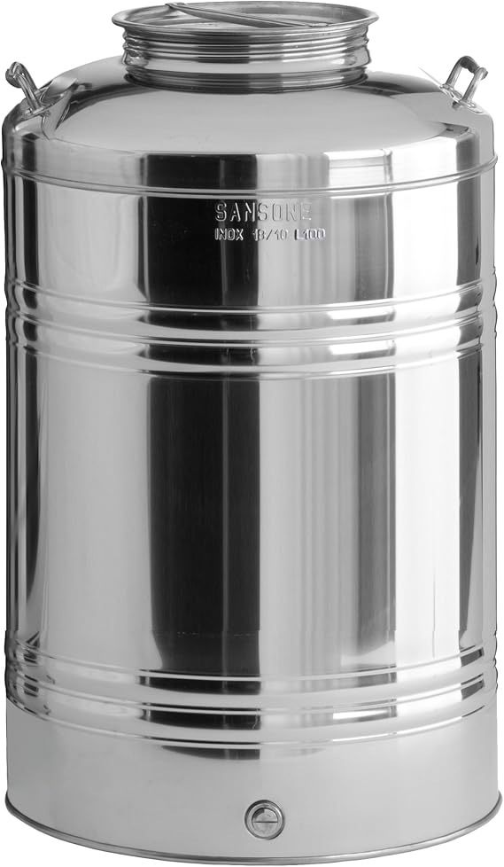 Sansone NSF Certified Stainless Steel Fusti Water Cooler, 100 Liters, Silver