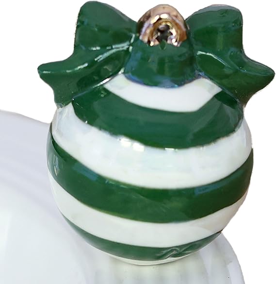 Nora Fleming Deck The Halls (Green and White Ornament) - Hand-Painted Ceramic Christmas Decor - Winter Minis for The Home and Office