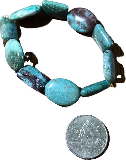 Natural Bloodstone Alternating Oval and Rectangle Gemstone Beaded Stretch Bracelet