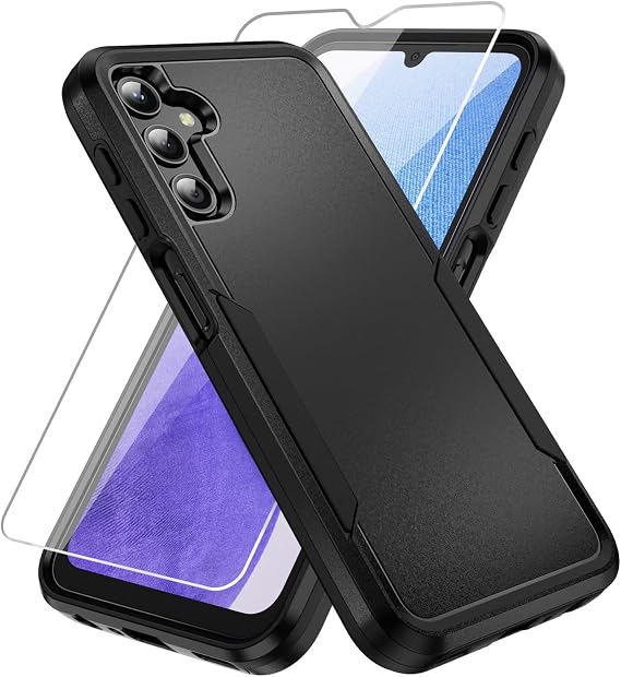 for Samsung Galaxy A25 5G Phone Case,with Screen Protector [Military Grade Drop Tested] Heavy-Duty Tough Rugged Shockproof Protective Case for Galaxy A25 5G, Black