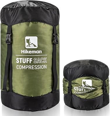 HIKEMAN Compression Sack, 50% More Storage! 12L19L32L46L53L Compression Stuff Sack, Water-Resistant & Ultralight Sleeping Bag Stuff Sack - Space Saving Gear for Camping, Hiking