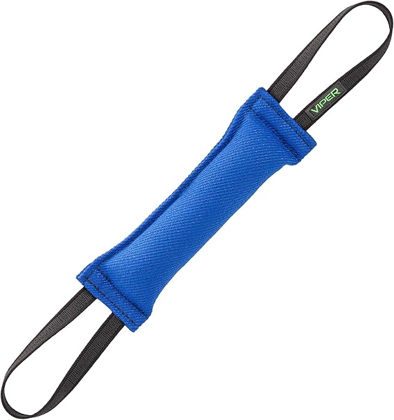 Viper Synthetic K9 Tug Toy with Dual Rubberized Handles for Dog Training & Interactive Play - Durable Tug of War Toy for Small, Medium & Large Dogs, Drive Building Reward Toy - 12" x 2" Blue