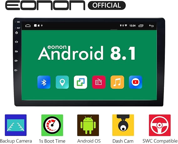 Eonon Double Din indash android 8.1 car digital audio video stereo autoradio 10.1" LCD touchscreen GPS FM AM RDS USB SD Bluetooth headunit GA2168K (NO DVD)