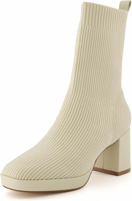 CUSHIONAIRE Women's Bancroft Stretch platform heel boot +Memory Foam, Wide Widths Available