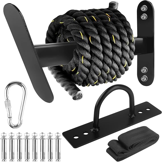 Battle Rope Hanger Anchor Strap Kit Battle Rope Storage Rack Battle Rope Fastening Hook Wall Mount Exercise Rope Organiser Home Gym or Commercial Gym
