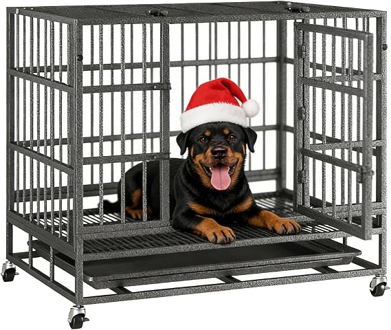 38 Inch Heavy Duty Dog Crate, Escape-Proof, Kennel for Large Dogs