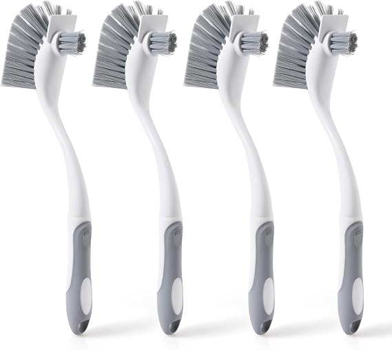 4 Pack Heavy-Duty Dish Scrub Brushes with Long Handle