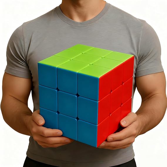 Giant Magic Cube 3x3, 18CM Extra Large Stickerless Puzzle Cube for All Ages | Stress Relief Educational Toy, Collectible Cube, Novelty Birthday Christmas Gift for Kids, Teens & Adults