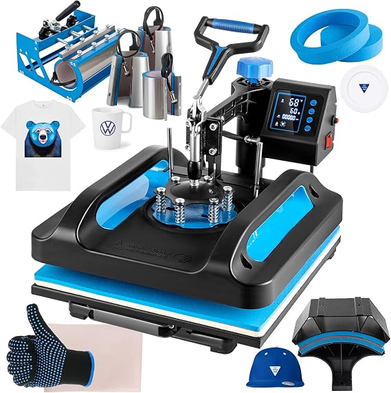 Topdeep Pro Heat Press 15x15 Inch, 8 in 1 Heat Press Machine with 30 OZ Tumbler Press, Swing Away T Shirt Pressing Machine, Combo Tumbler Heat Press Machine Sublimation for T-Shirt Hat Cap Mug Plate
