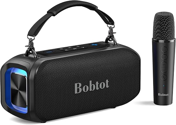 Bobtot Small Portable Speaker for Adults with Wireless Microphone