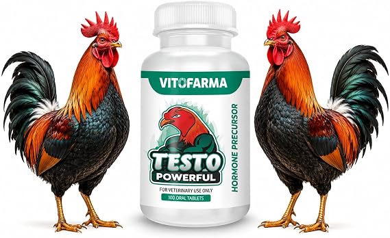 VITOFARMA TESTO Powerful - POTENCIADOR HORMONAL Natural para GALLOS Finos Rooster 100 Tablets