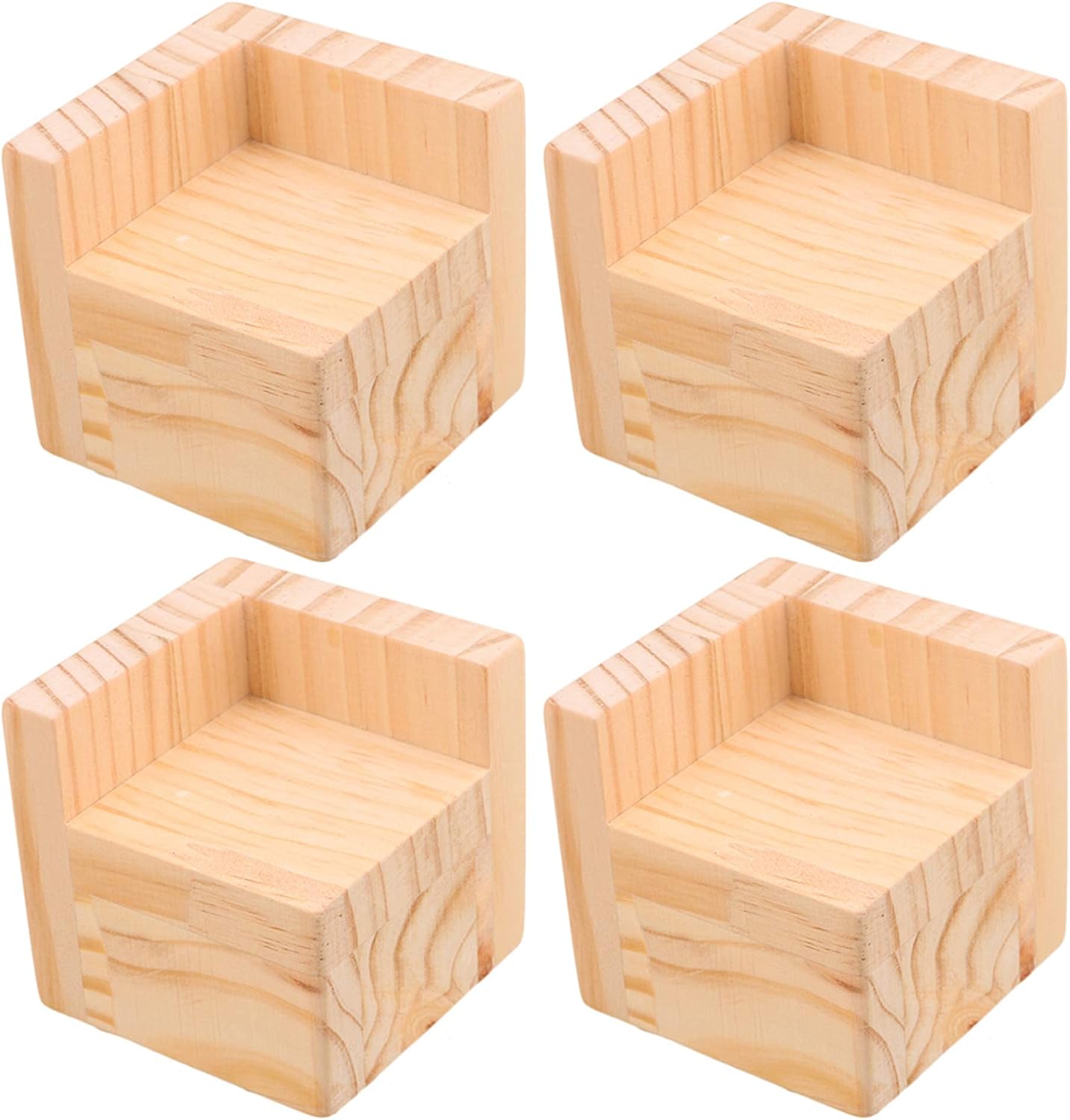 Doublelife SHANOER 4PCS Bed Risers Furniture Riser Heavy Duty Wooden Bed Lifts 7.5cmx7.5cmx5cm