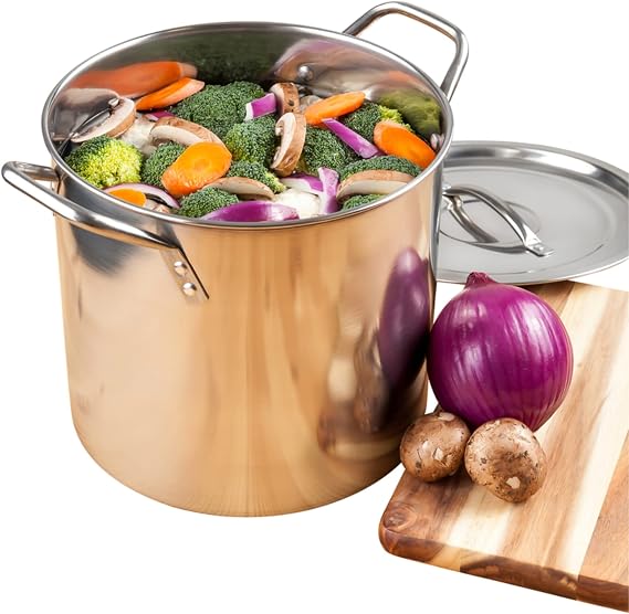 McSunley Medium Stainless Steel Prep N Cook Stockpot, 20 Quart, Silver