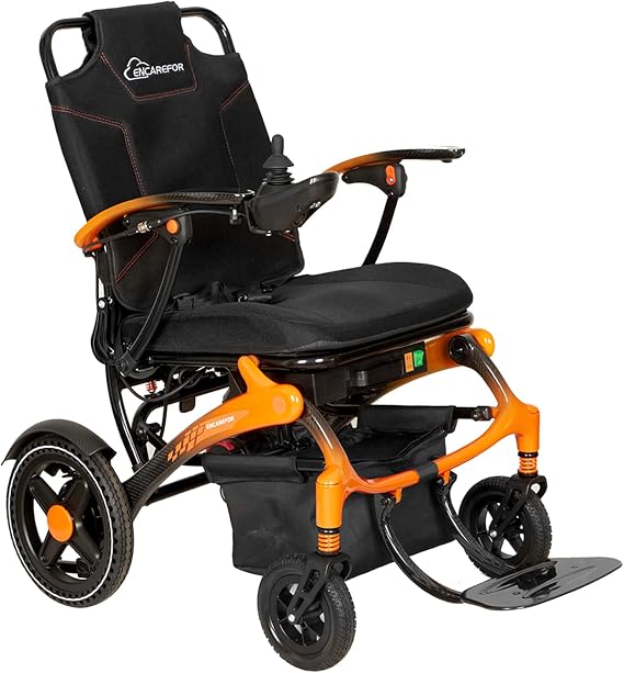 34Lb Carbon Fiber Lightweight Electric wheelchairs for Travel,15 Miles Long Travel Range Wheelchair,Brushless Motor All Terrain Power Wheelchair,Single Battery