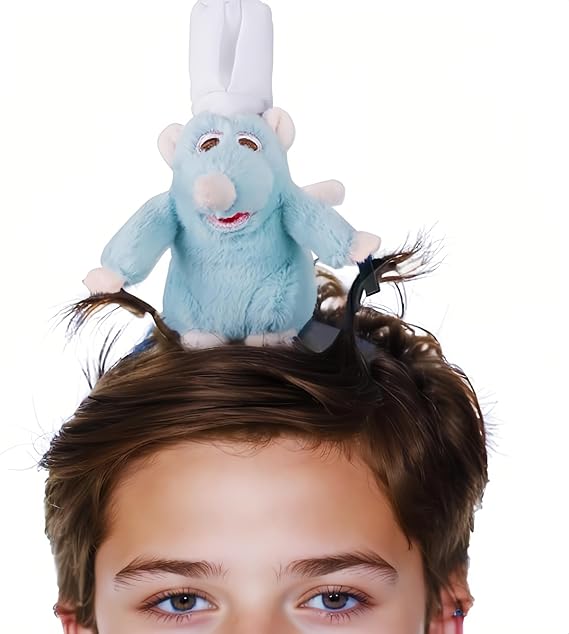 Mouse Chef Headband Rat Plush Toy Headband Hair Clip Cosplay Props Rat Headwear for Christmas Halloween Party