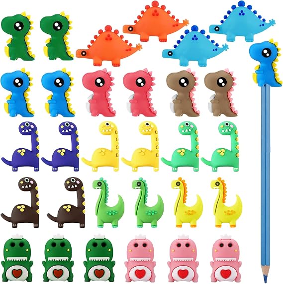 Marspark 30 Pcs Dinosaur Pencil Toppers Bulk, Dinosaur Pencil Tops